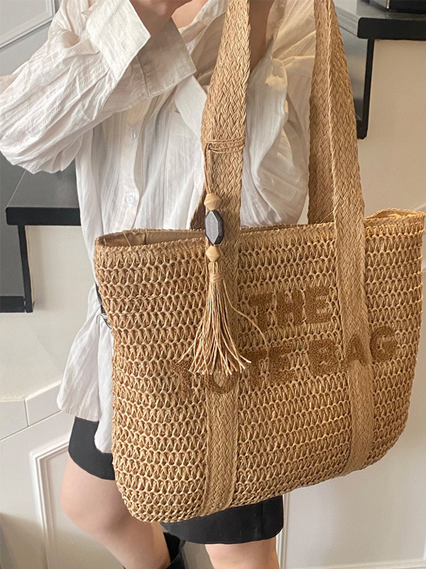 Woven Straw Bag - Summer Beach Travel Large Capacity Straw