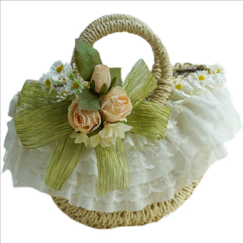 Country-style Lolita lace stra - Woven Straw Bag review and price