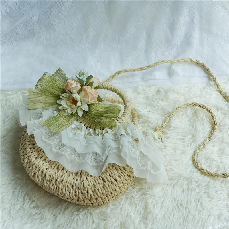 Country-style Lolita lace stra - Woven Straw Bag review and price
