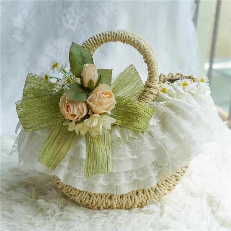Country-style Lolita lace stra - Woven Straw Bag review and price