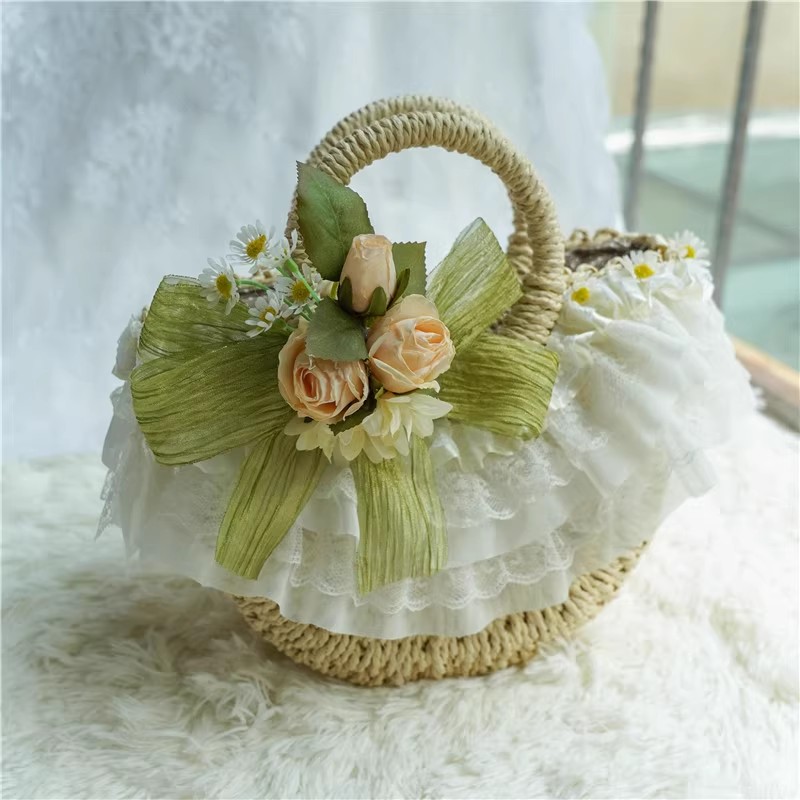 Country-style Lolita lace stra - Woven Straw Bag review and price