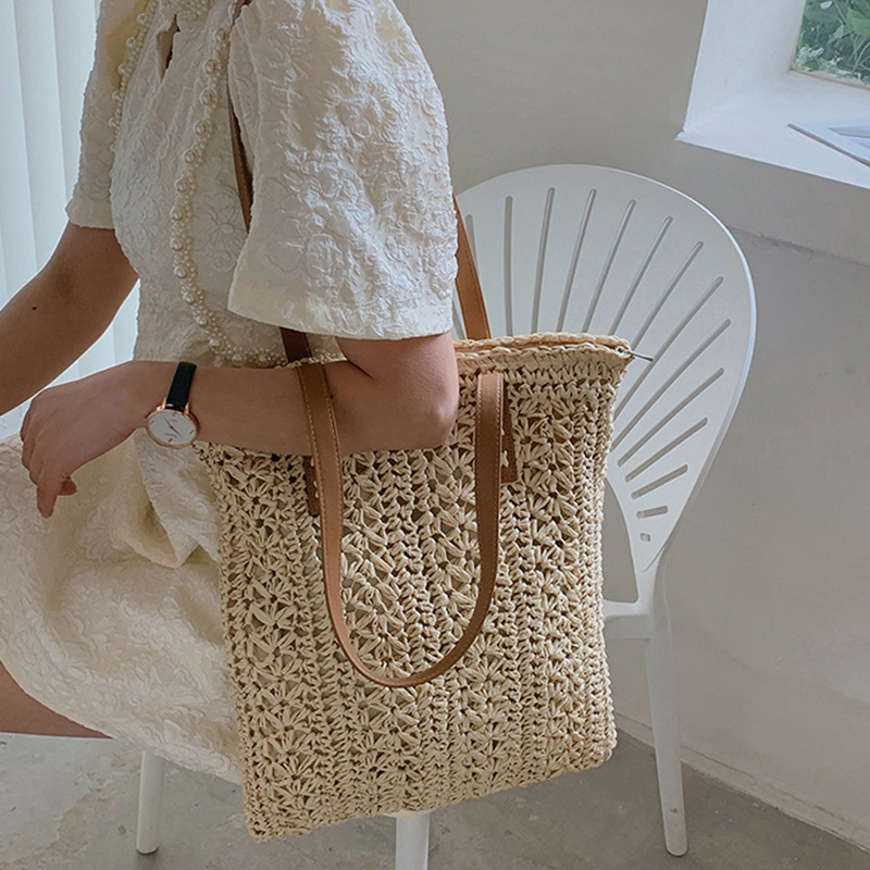 Square Hollow Straw Beach Bag  - Woven Straw Bag review and price