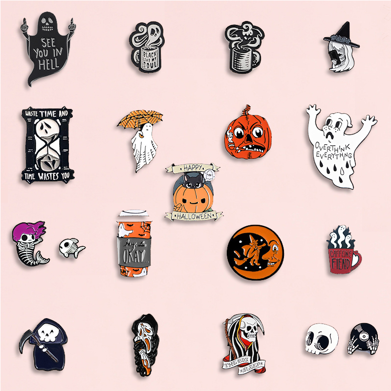 Happy Halloween Enamel Pin Tri - Women Bags Jeans review and price
